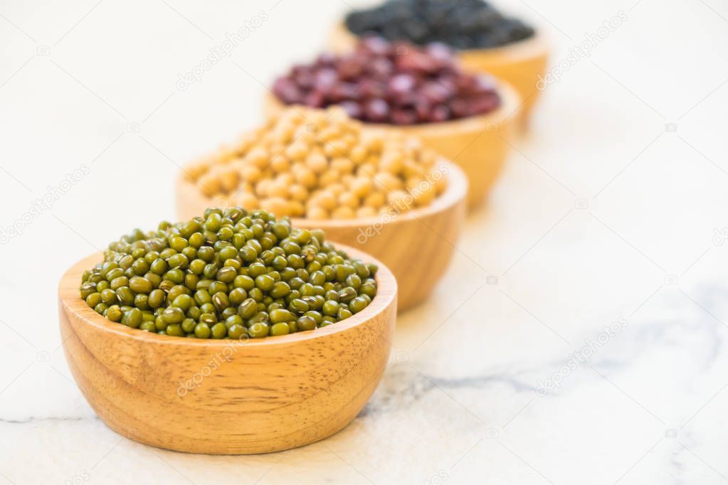 Mixed beans with kidney mung black and Soy Bean - Healthy and Nutrition food concept style