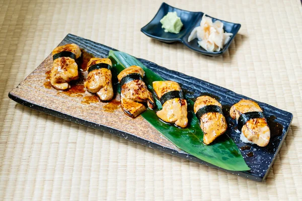 Foie Gras Sushi Set Plate Japanese Food Style — Stock Photo, Image