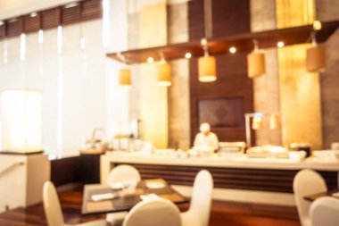 Soyut bulanıklık ve ufuk kahvaltı büfesi otel Restoran iç arka plan - Vintage filtre için