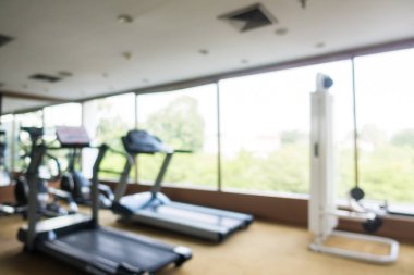 Soyut bulanıklık ve ufuk spor fitness ekipmanları spor salonu iç arka planı için