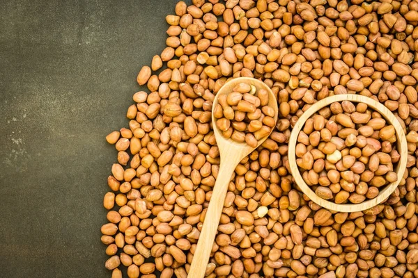 Erdnüsse Der Holzschale Gesundes Ernährungskonzept — Stockfoto