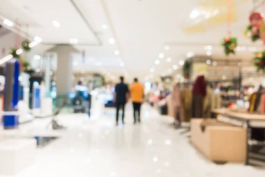 Arkaplan için mağaza içindeki soyut bulanıklık ve odaklanmış alışveriş merkezleri
