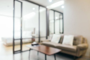 Arka plan için soyut bulanık oturma odası iç mekanı