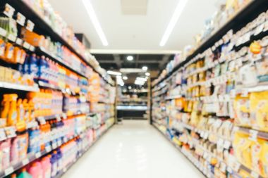 Soyut süpermarket alışveriş merkezi bulanıklık ve arka plan için iç depolamak