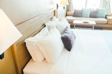 Yatak Dekorasyon yatak odası iç ışık lamba ile rahat yastık