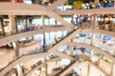 Arkaplan için mağaza içindeki soyut bulanıklık ve odaklanmış alışveriş merkezleri