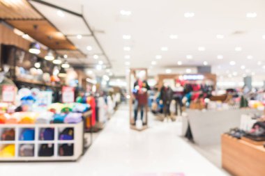 Arkaplan için mağaza içindeki soyut bulanıklık ve odaklanmış alışveriş merkezleri