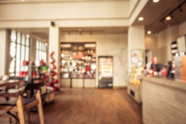 Soyut bulanıklık ve ufuk kahvaltı büfesi otel Restoran iç arka plan - Vintage filtre için