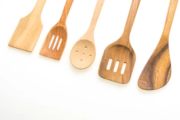 Wood Utensils Kitchen Ware Isolated White Background — Stock Photo, Image