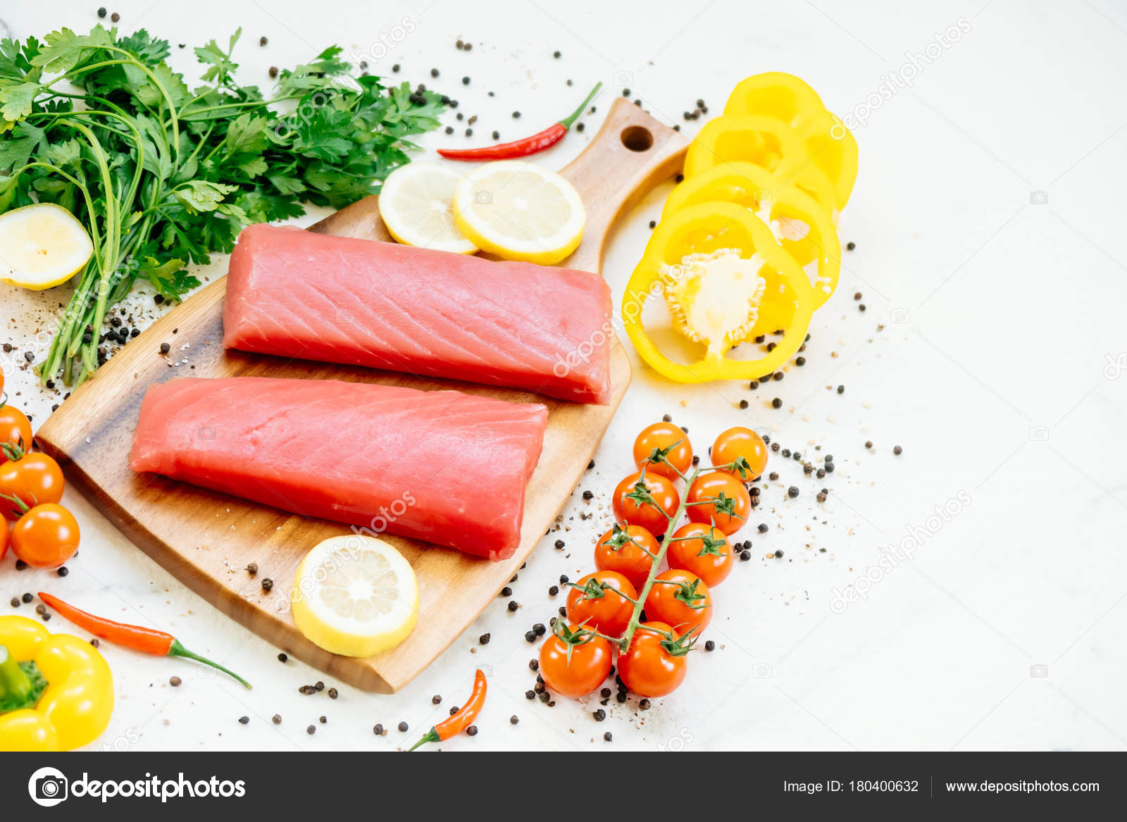 Raw tuna fish fillet meat — Stock Photo © mrsiraphol 180400632