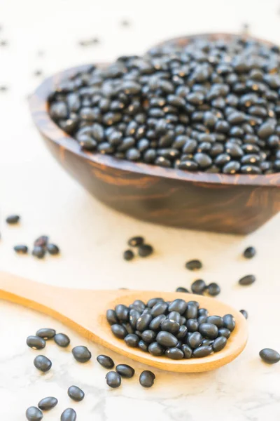 Frijoles Negros Cuenco Madera Concepto Alimentos Saludables Nutritivos — Foto de Stock