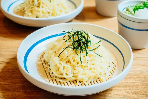 Cold Noodles Ramen White Plate Japanese Food Style — Stock Photo, Image