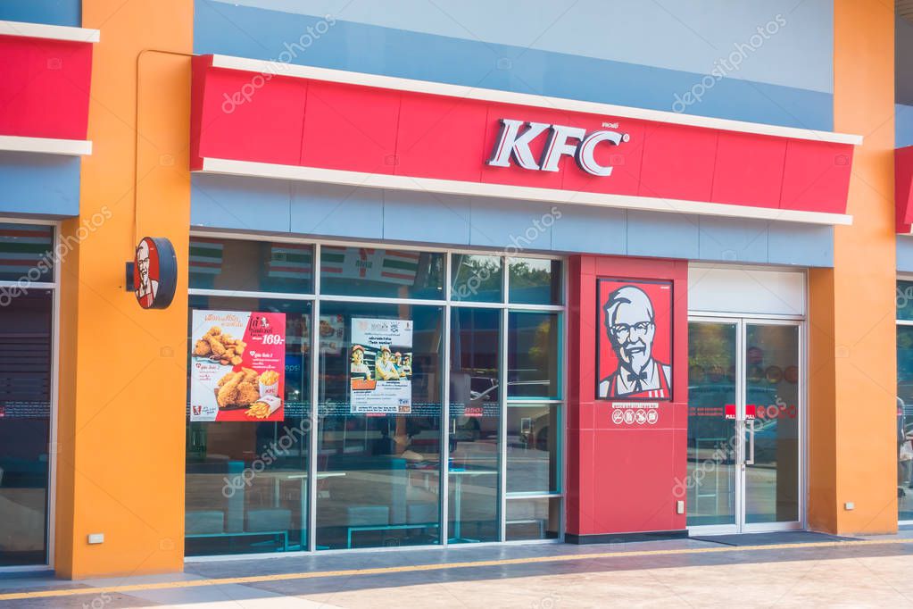 NONTHABURI , THAILAND JAN 20 2018 KFC is the fastfood restaurant many store in THAILAND and around the world