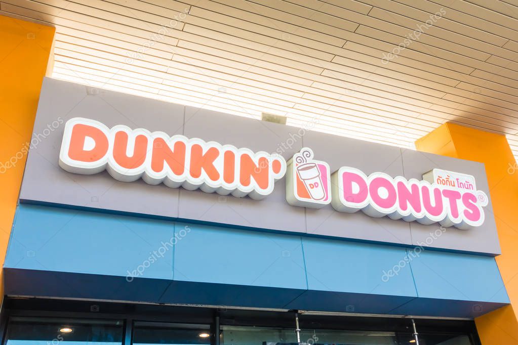 NONTHABURI , THAILAND JAN 20 2018 Dunkin donuts is the donut and coffee shop many store in Thailand and around the world