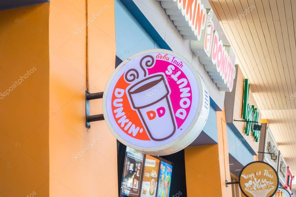 NONTHABURI , THAILAND JAN 20 2018 Dunkin donuts is the donut and coffee shop many store in Thailand and around the world