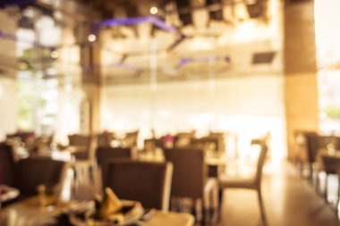 Bulanıklık restoran ve kafe Cafe iç arka plan - Vintage filtre için