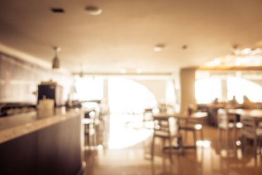 Bulanıklık restoran ve kafe iç arka plan - Vintage filtre için
