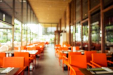 Bulanıklık restoran ve kafe Cafe iç arka plan - Vintage filtre için