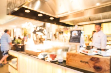 Bulanıklık açık büfe restoran ve kafe iç arka planı için
