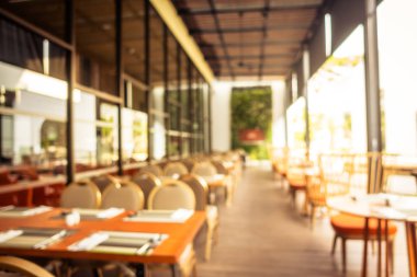 Bulanıklık restoran ve kafe Cafe iç arka plan - Vintage filtre için