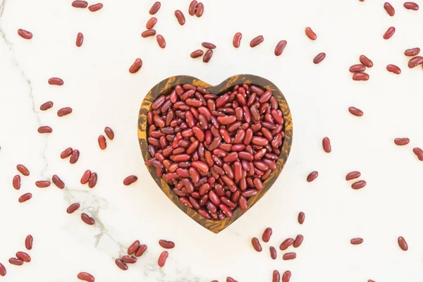 Rode Kidney Bonen Houten Kuip Gezond Voeding Voedsel Concept — Stockfoto
