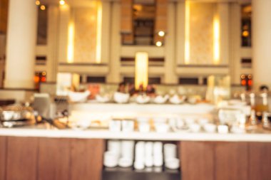 Soyut bulanıklık ve ufuk kahvaltı büfesi otel Restoran iç arka plan - Vintage filtre için