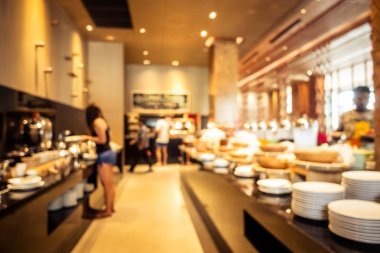 Bulanıklık restoran ve kafe Cafe iç arka plan - Vintage filtre için