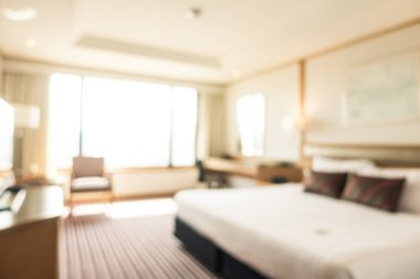 Arka plan için soyut bulanık yatak odası iç mimarisi