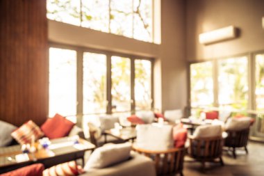 Restoran ve kafe iç arka plan - Vintage filtre için soyut bulanıklık defocused