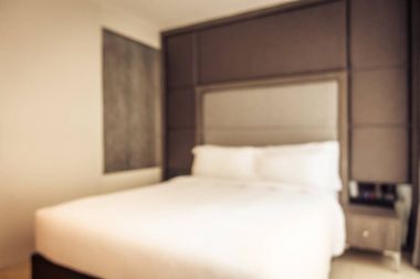Soyut bulanıklık otel yatak odası iç arka plan için defocused