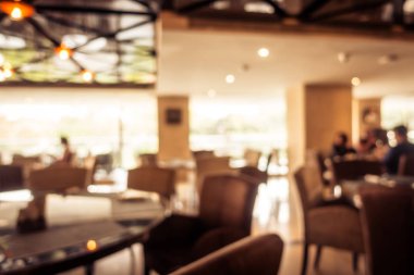 Restoran ve kafe iç arka plan - Vintage filtre için soyut bulanıklık defocused