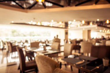 Restoran ve kafe iç arka plan - Vintage filtre için soyut bulanıklık defocused