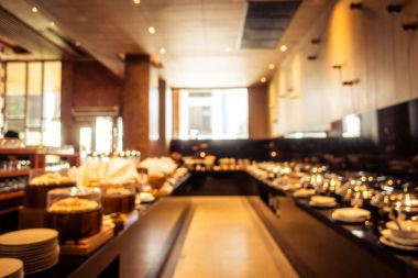 Bulanıklık restoran ve kafe Cafe iç arka plan - Vintage filtre için