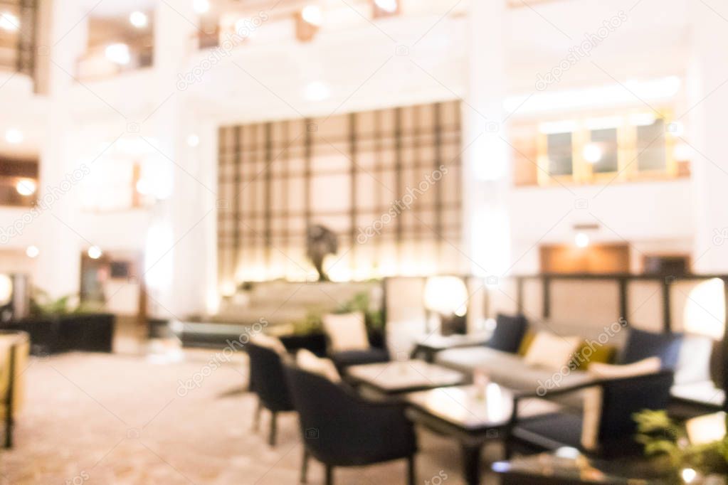 Abstract blur and defocused beautiful luxury hotel lobby and lou