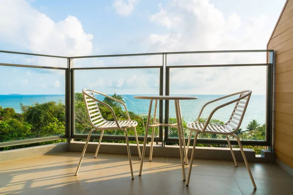 Beautiful outdoor patio with chair and table — Stock Photo, Image