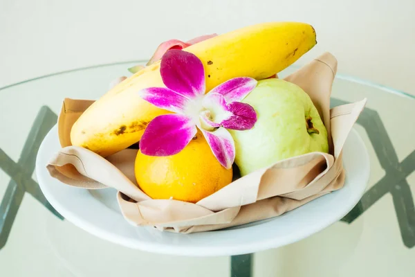 Fruit in white plate — Stock Photo, Image