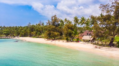 Deniz ve plaj ile havadan görünümü