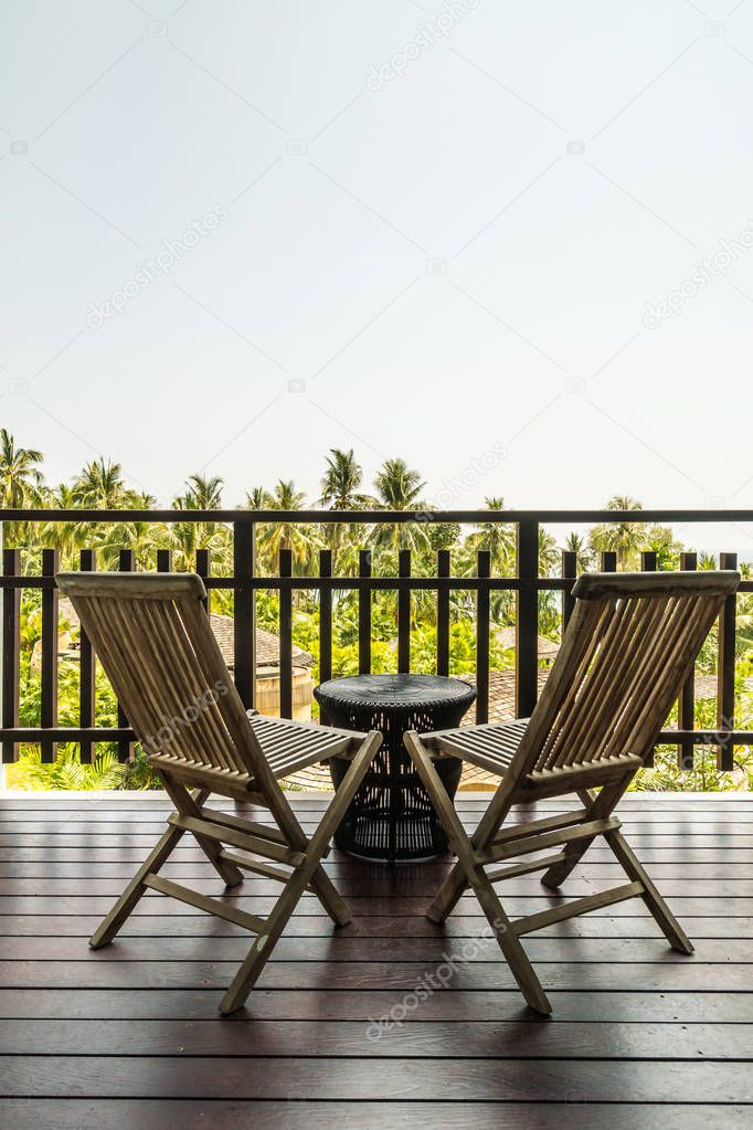 Outdoor patio decoration with table and chair