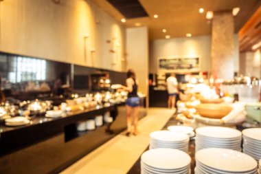 Bulanıklık restoran ve kafe Cafe iç arka plan - Vintage filtre için