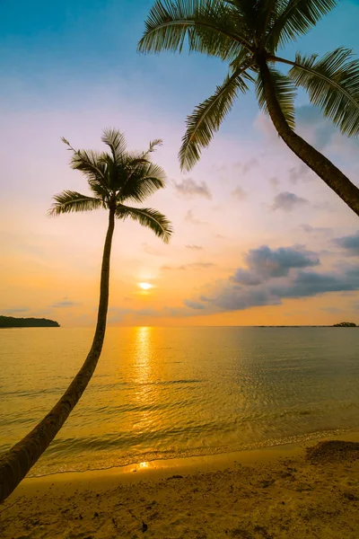 Wunderschöne paradiesische Insel mit Strand und Meer rund um Kokospalmen — Stockfoto