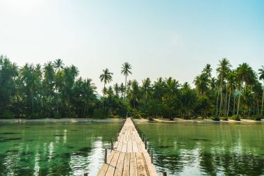 Ahşap köprü ya da plaj ve deniz iskelede
