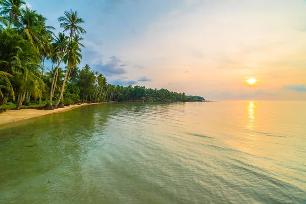 Hermosa isla paradisíaca con playa y mar alrededor de palma de coco — Foto de Stock