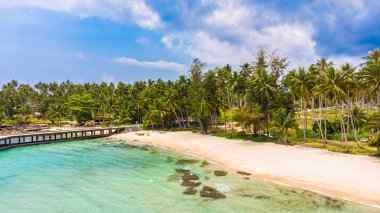 Deniz ve plaj ile havadan görünümü