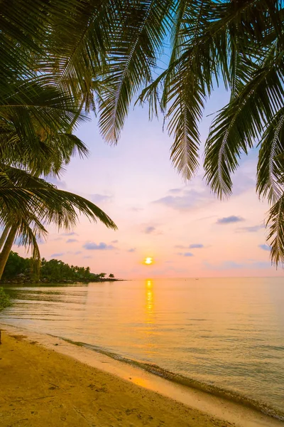 Wunderschöne paradiesische Insel mit Strand und Meer rund um Kokospalmen — Stockfoto