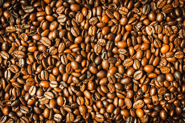 Braune Kaffeebohnen und Samen — Stockfoto