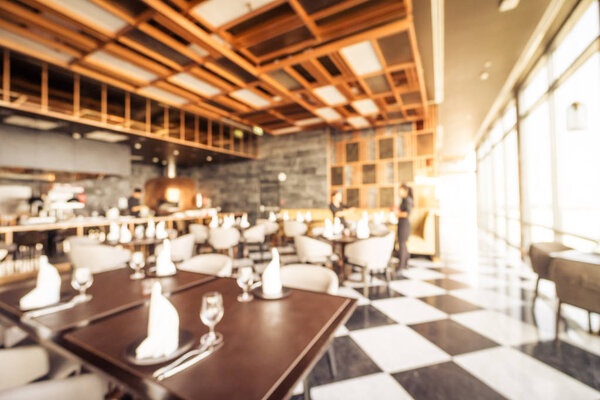 Abstract blur and defocused restaurant and coffee shop interior