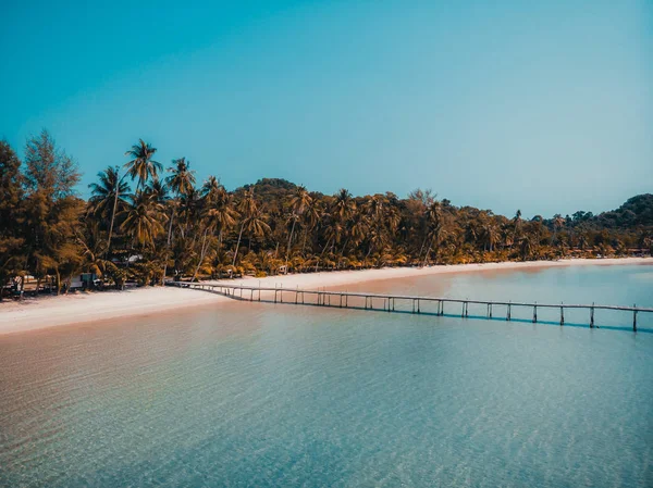 Bella Natura Spiaggia Tropicale Mare Con Palma Cocco Sull Isola — Foto Stock