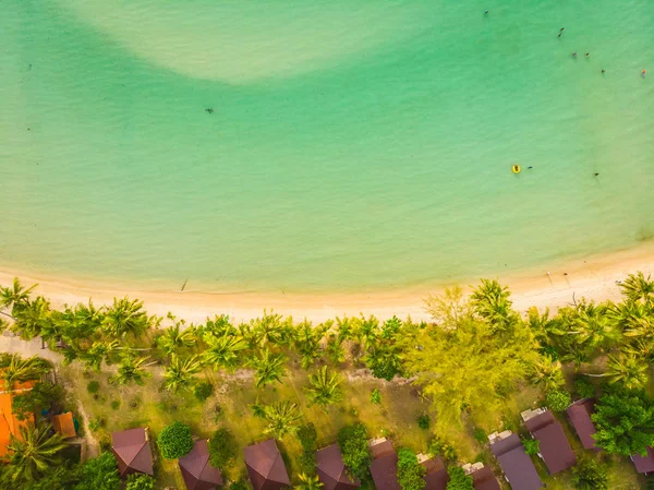 Bela vista aérea de praia e mar com coqueiro — Fotografia de Stock