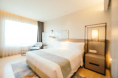 Soyut bulanıklık ve ufuk otel yatak odası iç arka planı için