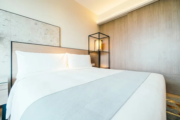 Біла Подушка Ліжку Прикраса Інтер Єру Спальні Готелю — стокове фото